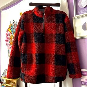 Merokeety buffalo plaid Sherpa sweater